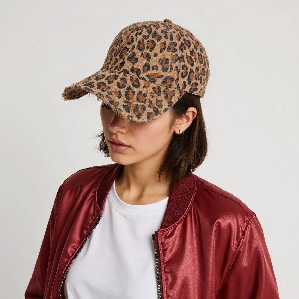 MIRROSI Baseball Cap Damen Cap aus reinem Baumwolle mit Shirm LOVE Leopard (Outdor Cap, Feldmütze, Kappe) Atmungsaktiv, Einheitsgröße
