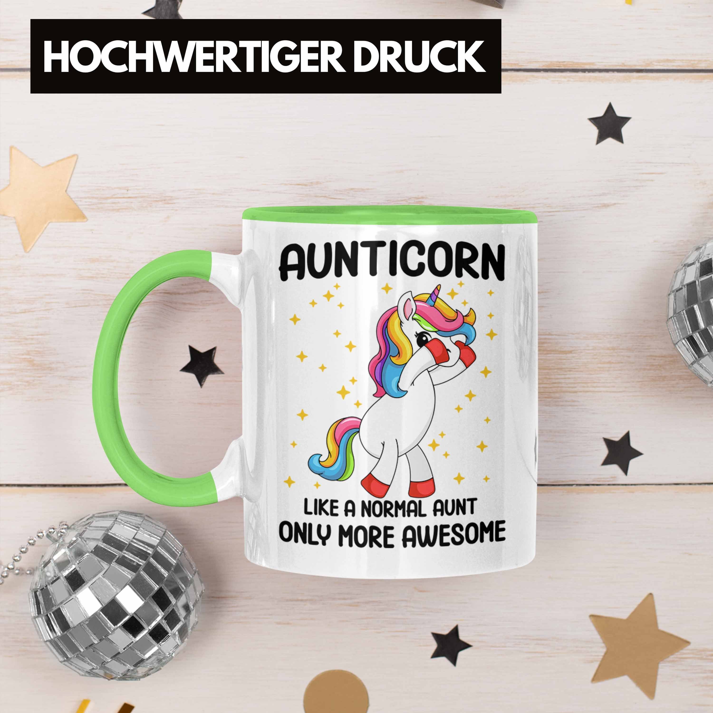 Trendation Trendation Aunticorn Tasse - Geschenkidee Geschenk Tasse Beste Lustig Geschenk Grün Kaffeetasse Tante Tante