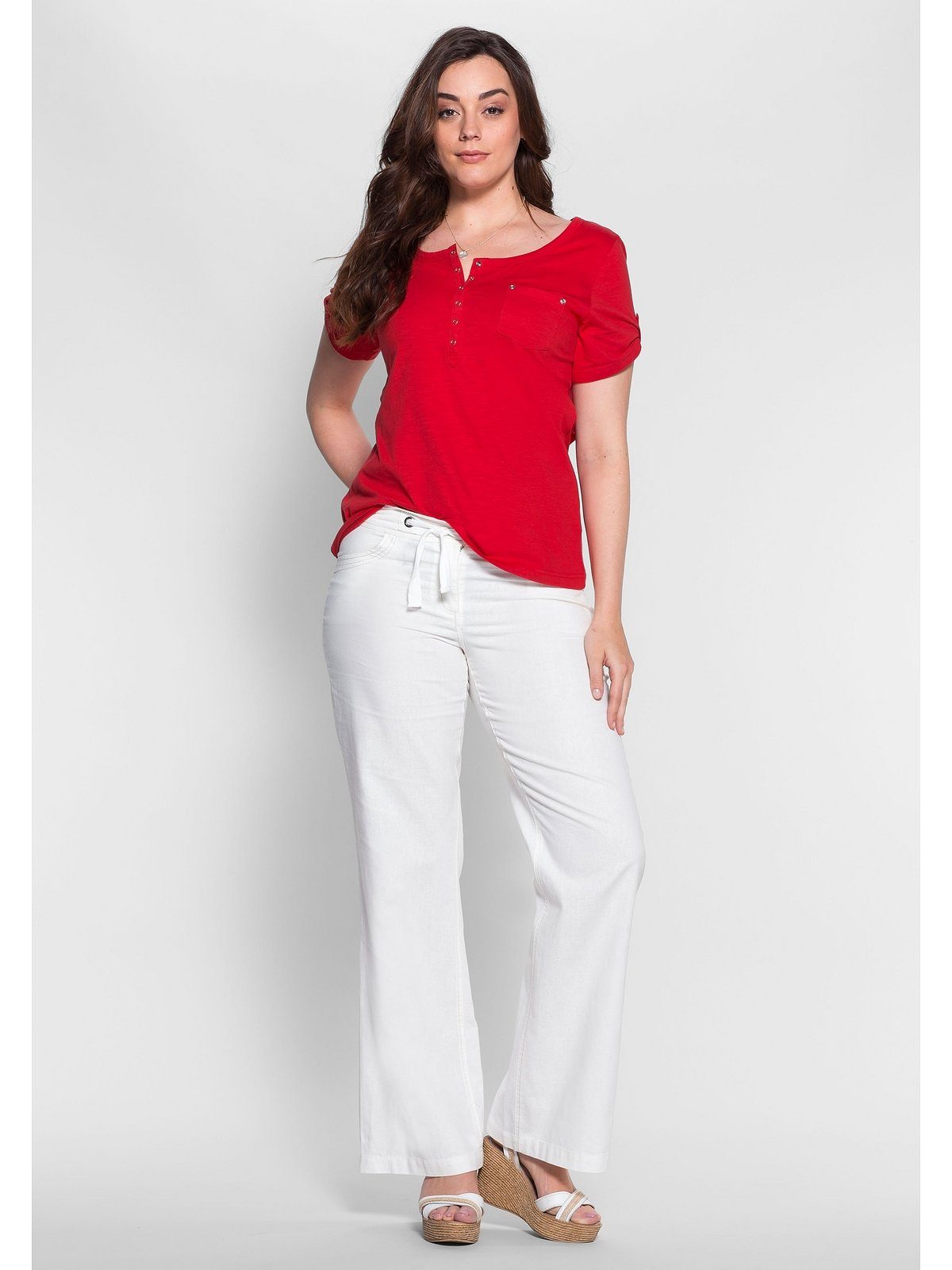 Sheego Leinenhose Große Größen aus angenehmen Baumwoll-Leinen-Mix