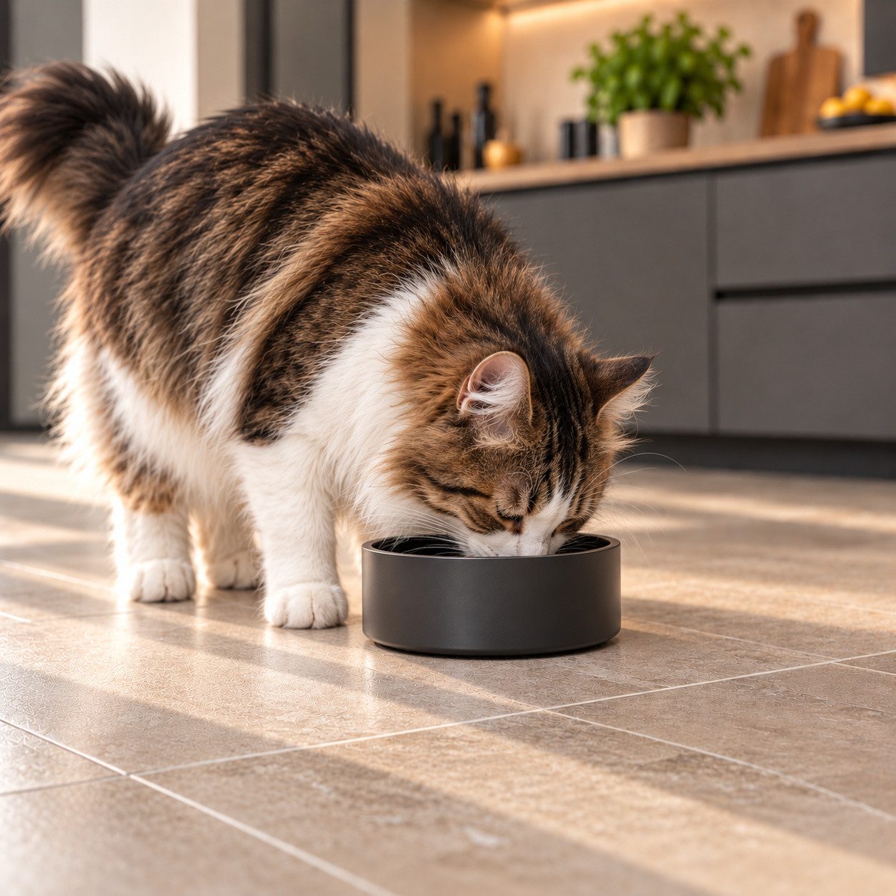belviona Futternapf für Katzen, 825 ml doppelwandig, robust & rutschfest, modernes Design, Edelstahl rostfrei, Eleganter Wassernapf, pflegeleicht