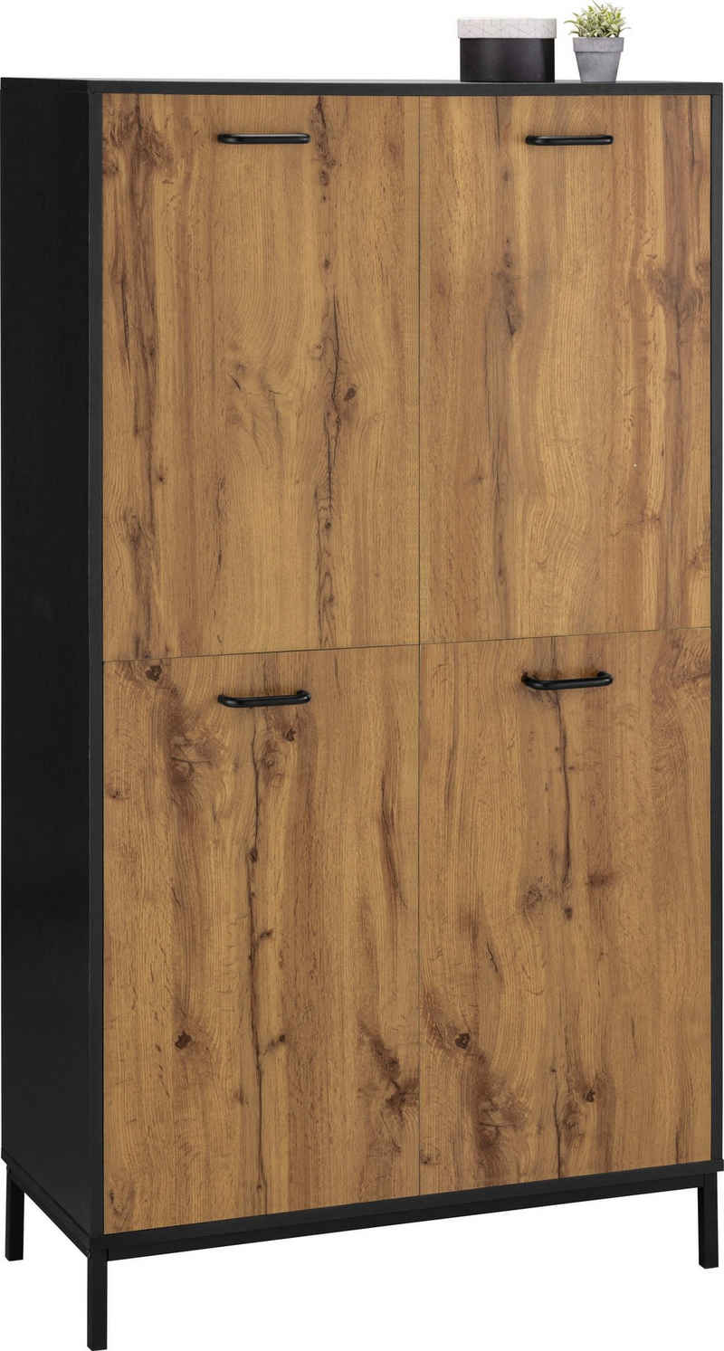 Places of Style Aktenschrank Rocco Einlegeboden hinter jedem Türenpaar, Griffe aus Metall, Höhe 150,5 cm