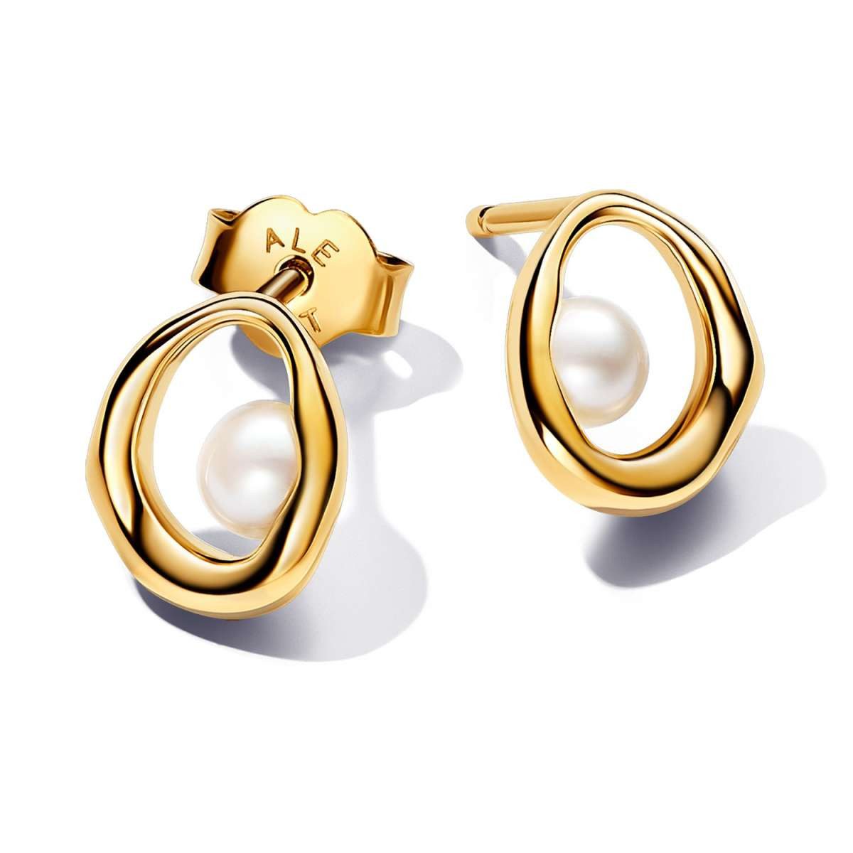 Pandora Paar Ohrstecker 263295C01, für Damen Oval mit Perle Goldfarben