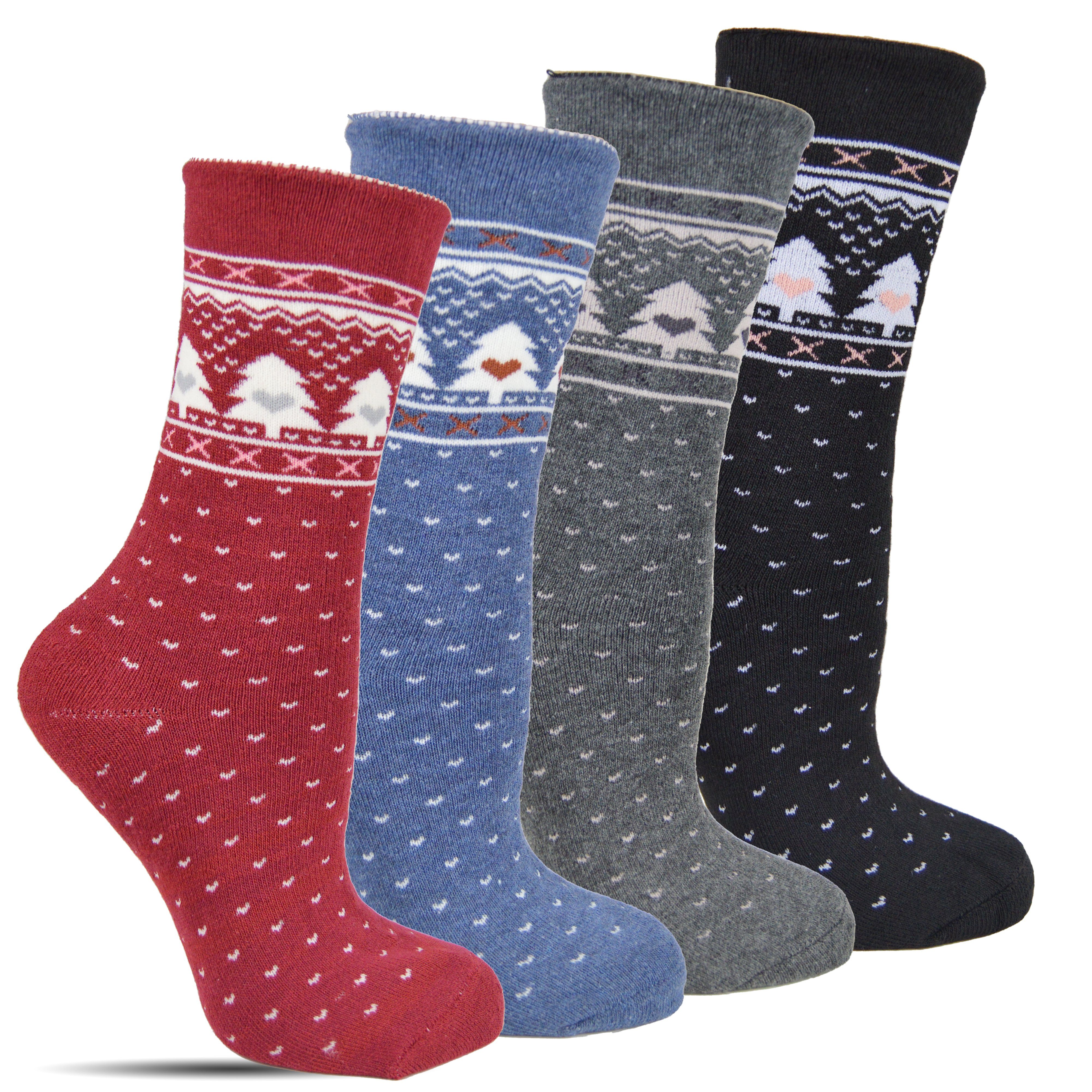 Frostfighter Thermosocken warme Wintersocken für Damen ohne Gummibund (6-Paar) Vollfrottee Innenfutter, dicke, weiche gefütterte Socken