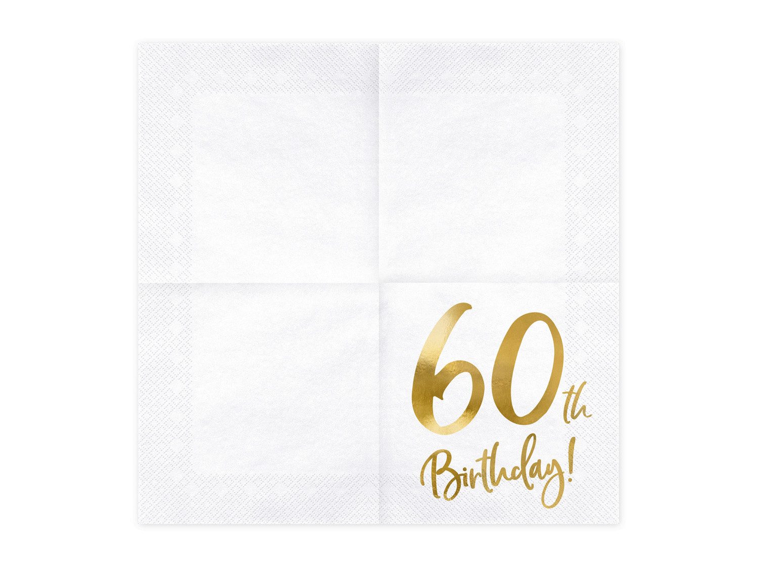 partydeco Papierserviette, Servietten 60. Geburtstag 33x33cm 20 Stück, weiß / gold