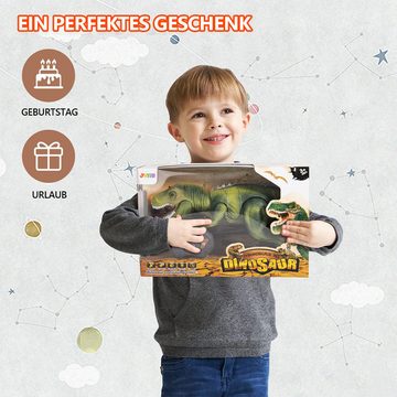 Novzep Hüpfspielzeug Ferngesteuertes Dinosaurierspielzeug für Kinder ab 3 Jahren, mit hellem und realistischem Brüllen, Gehen und Tanzen