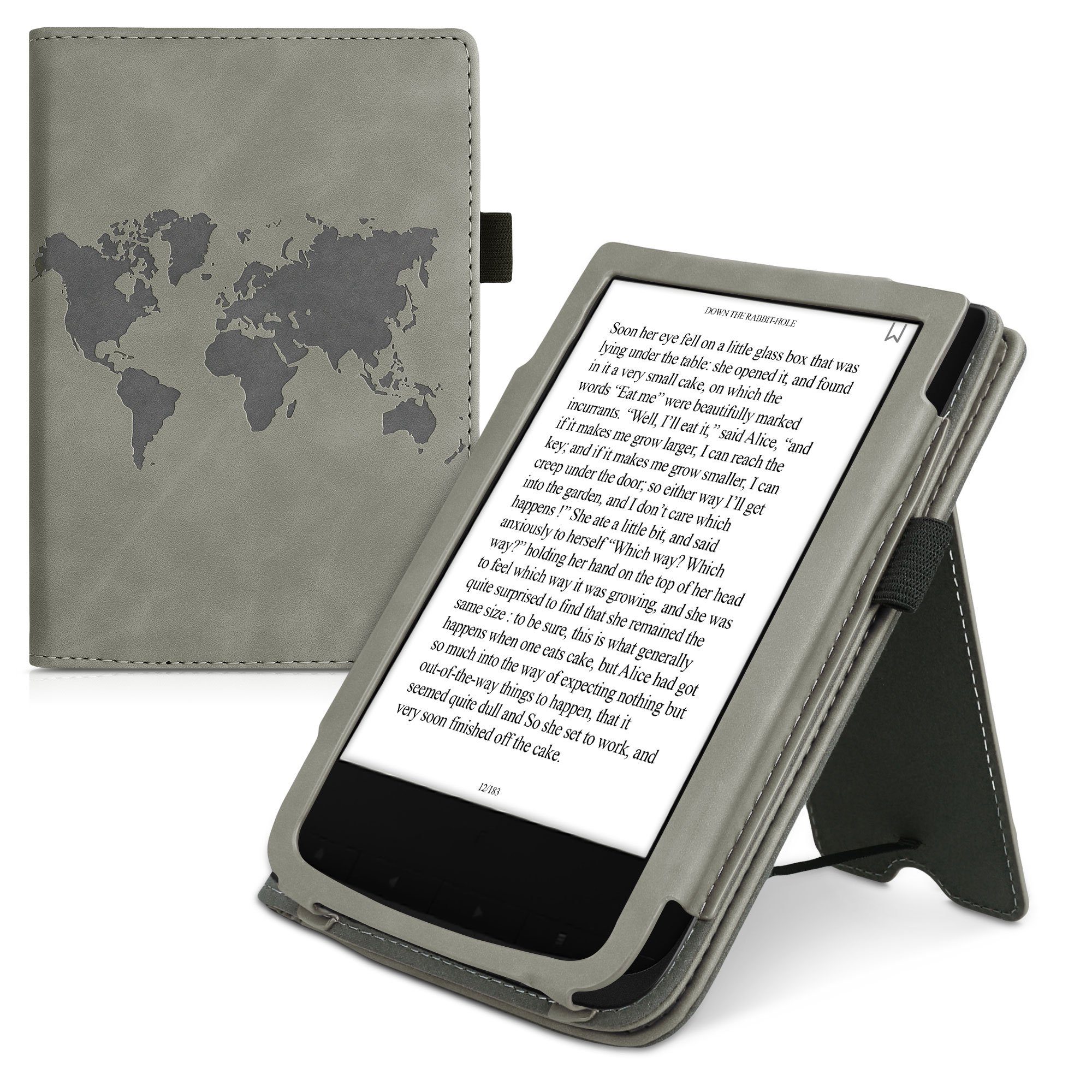 kwmobile E-Reader-Hülle »Schutzhülle für Pocketbook Touch Lux 4/Lux 5/Touch  HD 3/Color (2020)«, Handschlaufe - Cover Travel Umriss Design