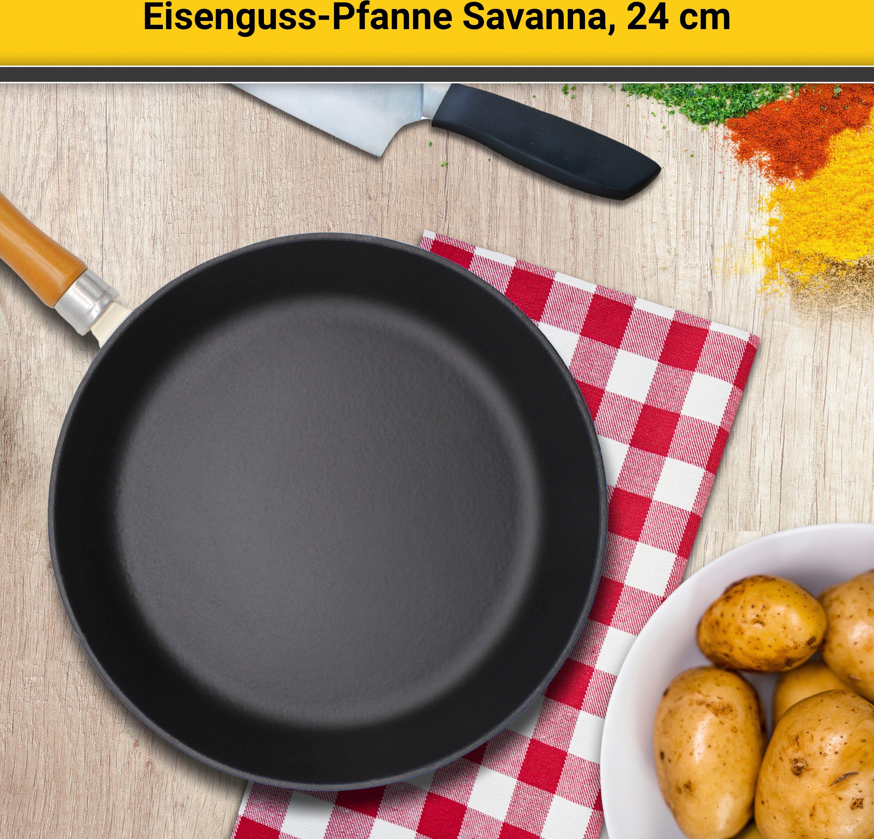 Krüger Bratpfanne Einsenguss Pfanne SAVANNA, Gusseisen (1-tlg), für Induktions-Kochfelder geeignet