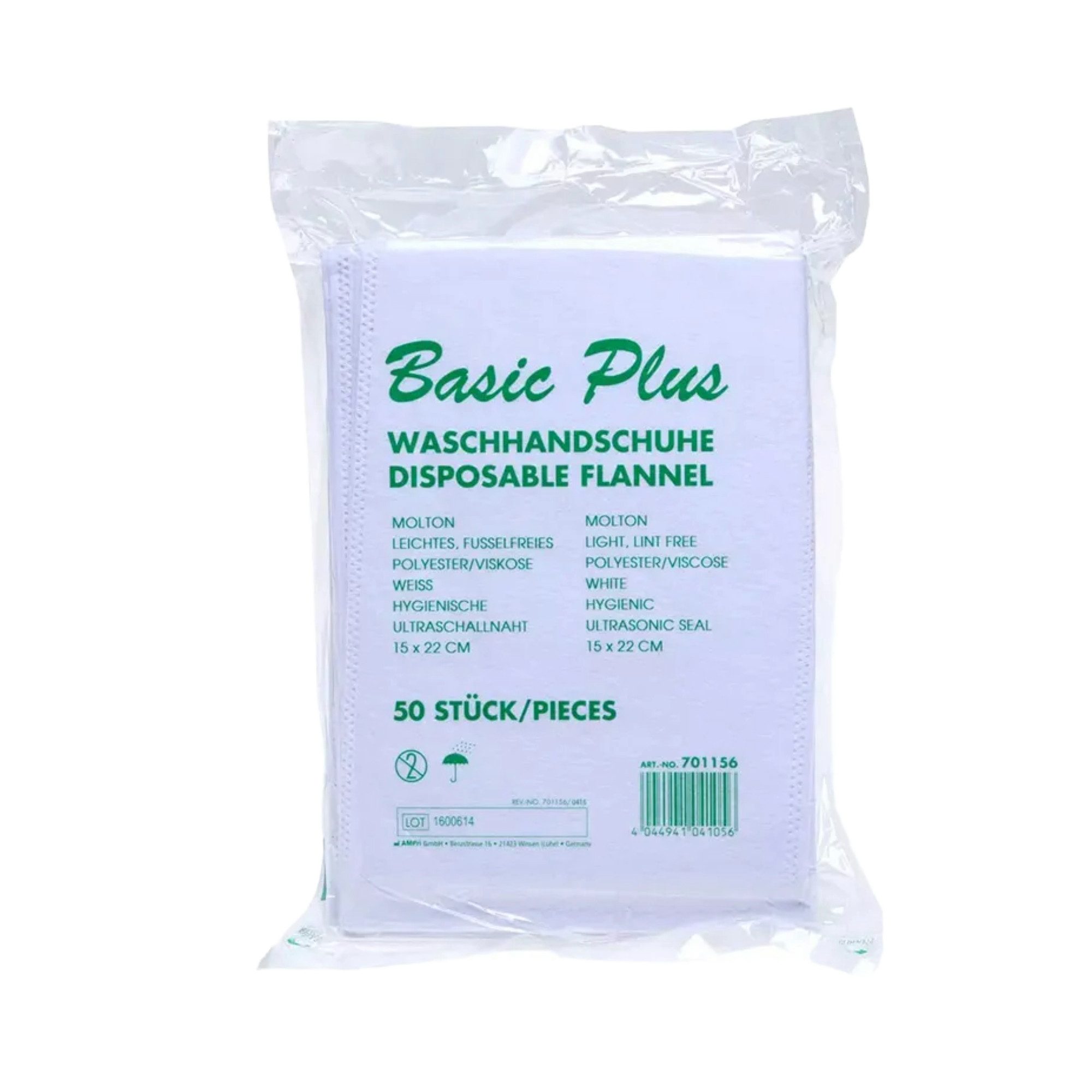 AMPri Einmal-Waschhandschuh Basic Plus - Waschhandschuhe - leicht, fusselfrei, weiss - 50Stk. (50-St)