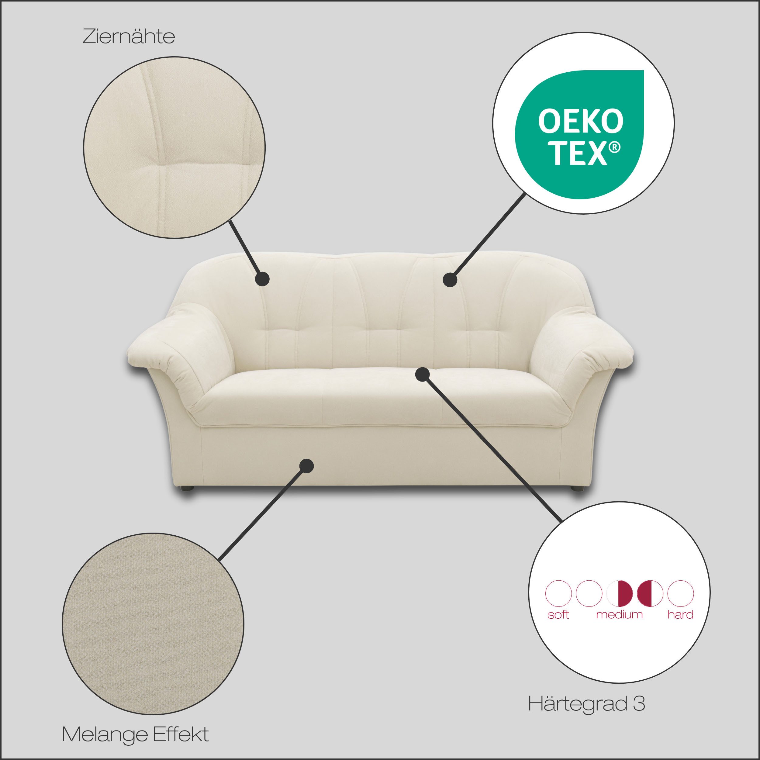 DOMO collection Polstergarnitur Pegnitz zeitloses und elegantes Design, (Set, 2-tlg)