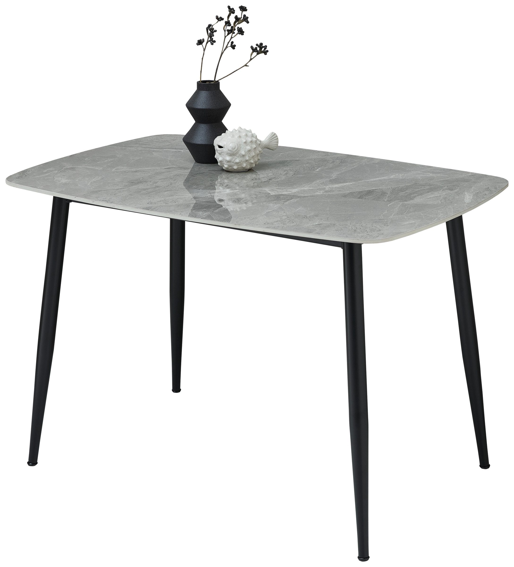 PREISBRECHER Esstisch Owen, in Steinoptik, schwarz, Keramik, Metall - 120x77x80cm (BxHxT)