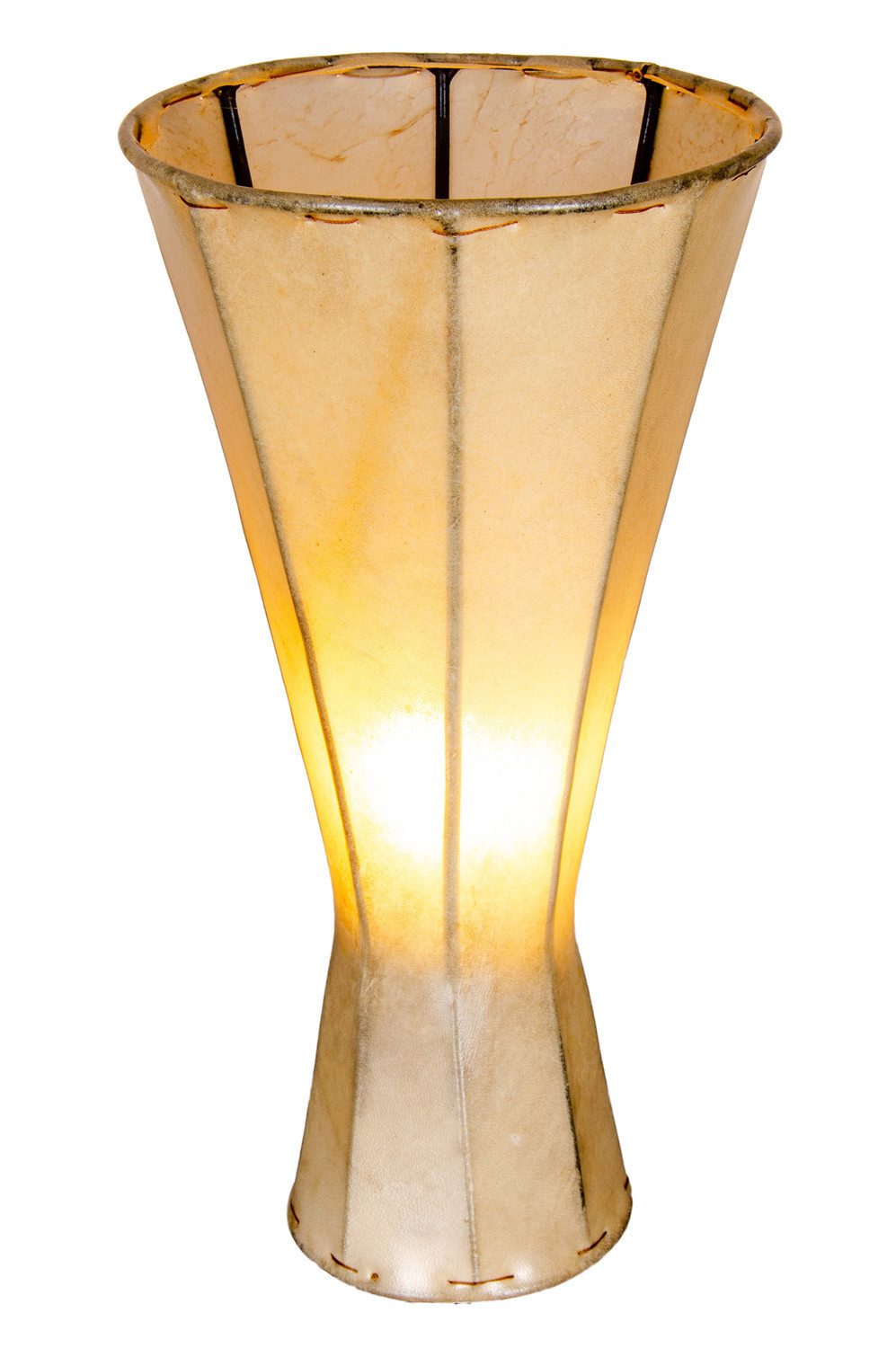 Marrakesch Orient & Mediterran Interior Nachttischlampe Vintage Nachttischlampe Jinjin handgefertigt aus Leder in Natur 40 cm, Handarbeit