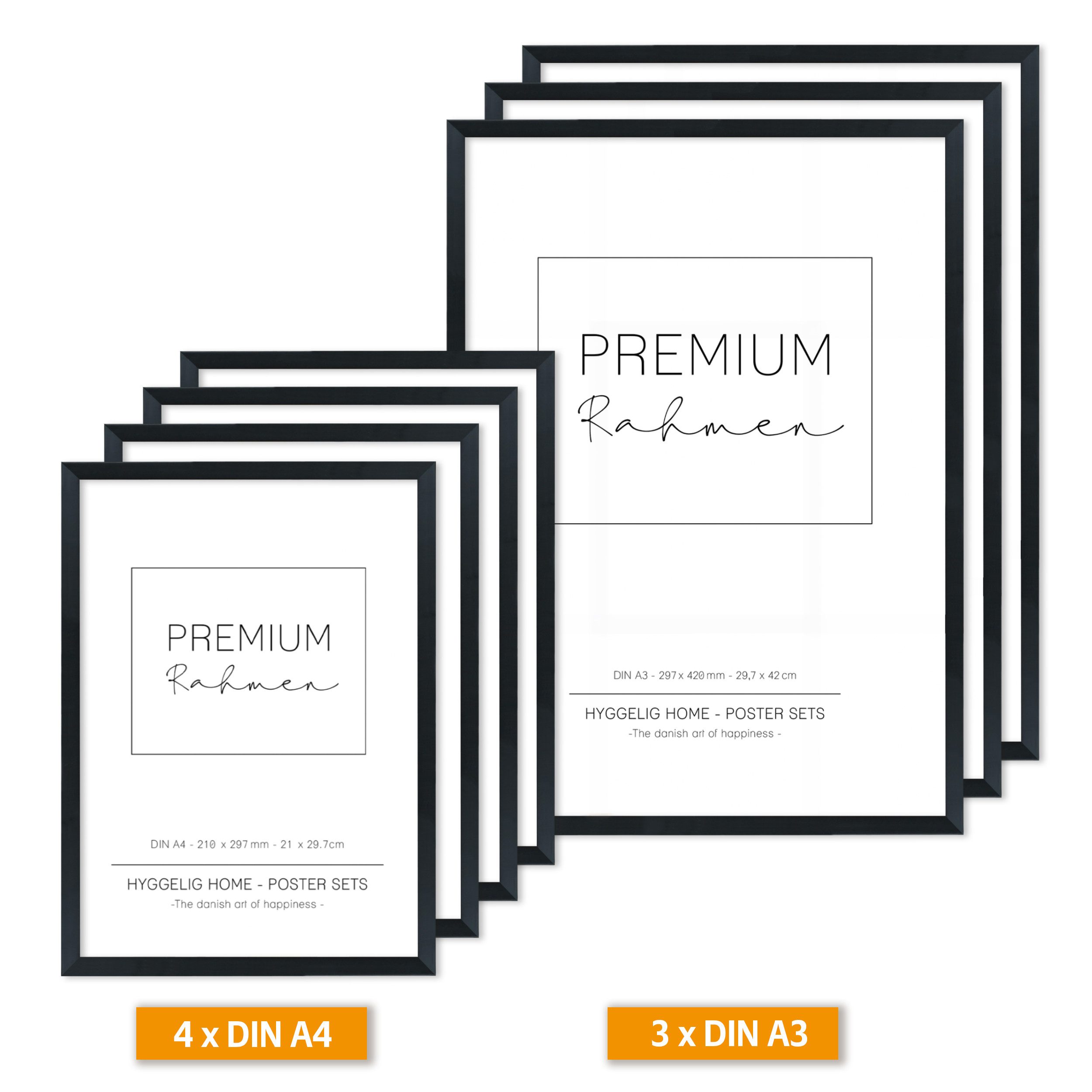 Hyggelig Home Poster Beauty, Premium Poster Set OHNE & MIT Rahmen - Wandbilder schwarz weiß, Abstrakt (Set, 7 St), Collage Coco, Qualitätsdruck auf dickem Papier