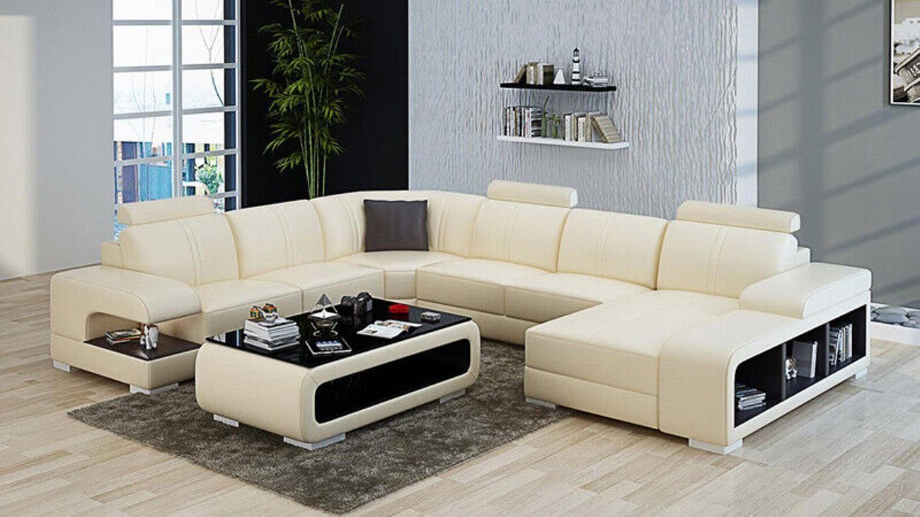 JVmoebel Ecksofa Neu Sofa Garnitur Couch Ecksofa mit Modern USB Design Ledersofa