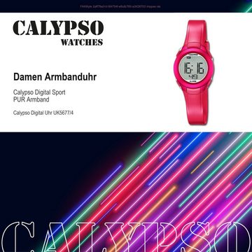 CALYPSO WATCHES Digitaluhr Calypso Damen Uhr K5677/4 Kunststoffband, Damen Armbanduhr rund, PURarmband pink, Sport