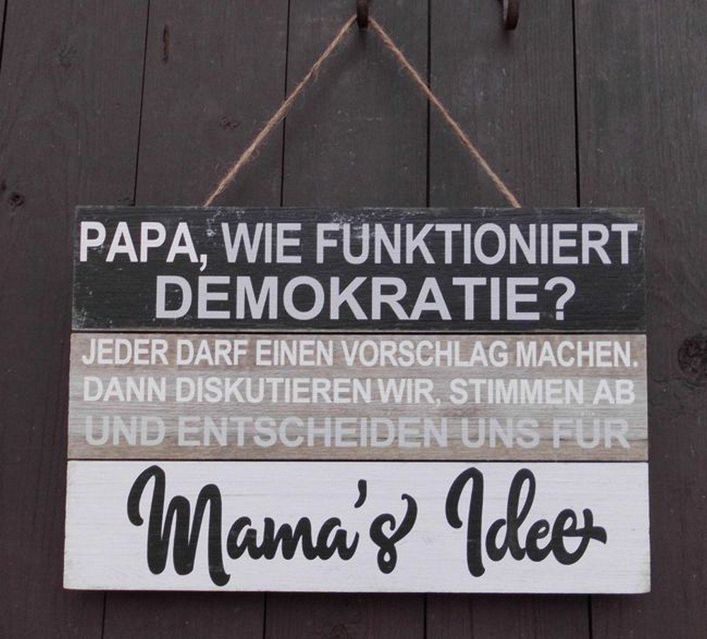 Deko-Impression Hängedekoration Amüsantes Schild Demokratie erklärt - Holz an Band 30 x 20 cm (1 St)