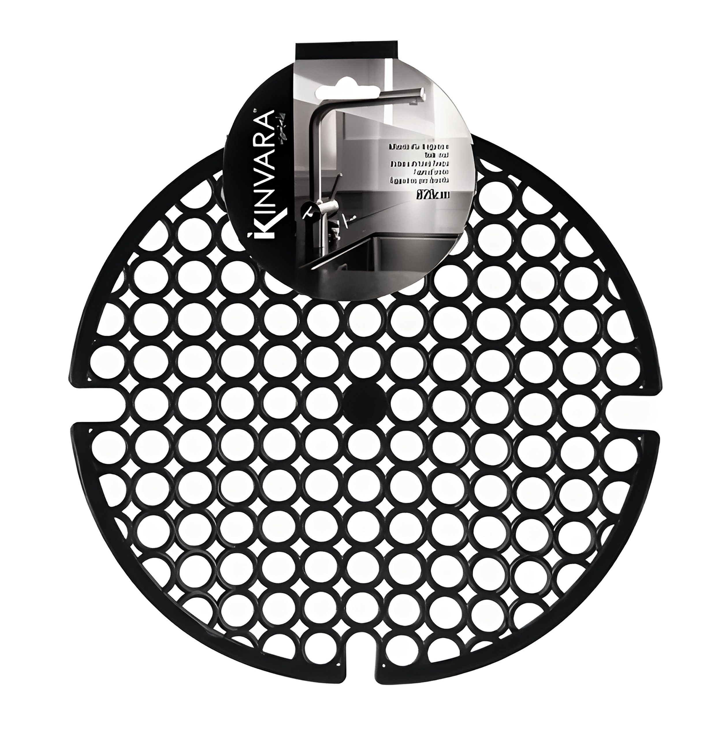 KINVARA Abtropfmatte SPÜLBECKEN EINLAGE Ø29cm rund Spülbeckenmatte Spülmatte 30 (Schwarz), Spülbeckeneinlage Abtropfmatte Matte