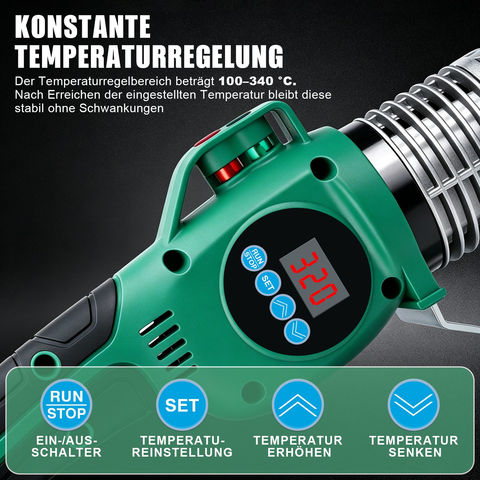 XERSEK Elektroschweißgerät Muffenschweißgerät mit Digitalanzeige Kunststoff Schweißgerät 20-63MM, 1500W Rohrschweißgerät mit Rohrschere & 6 Heizschuhe, 100-340° – Bild 2 von 5