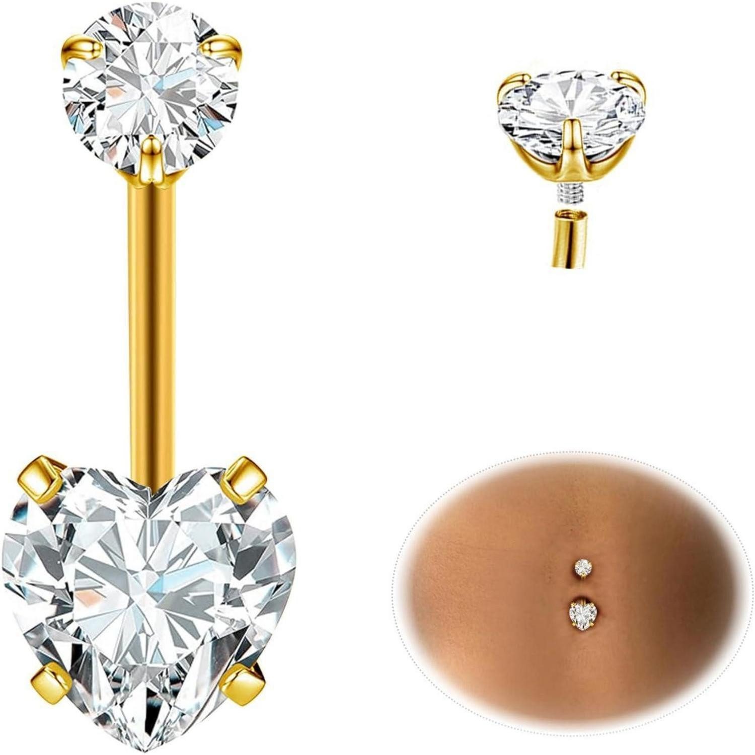 LuxusKollektion Bauchnabelpiercing G23 Titan Bauchnabelpiercing Gold Silber 14G 10MM 12MM Belly Piercing