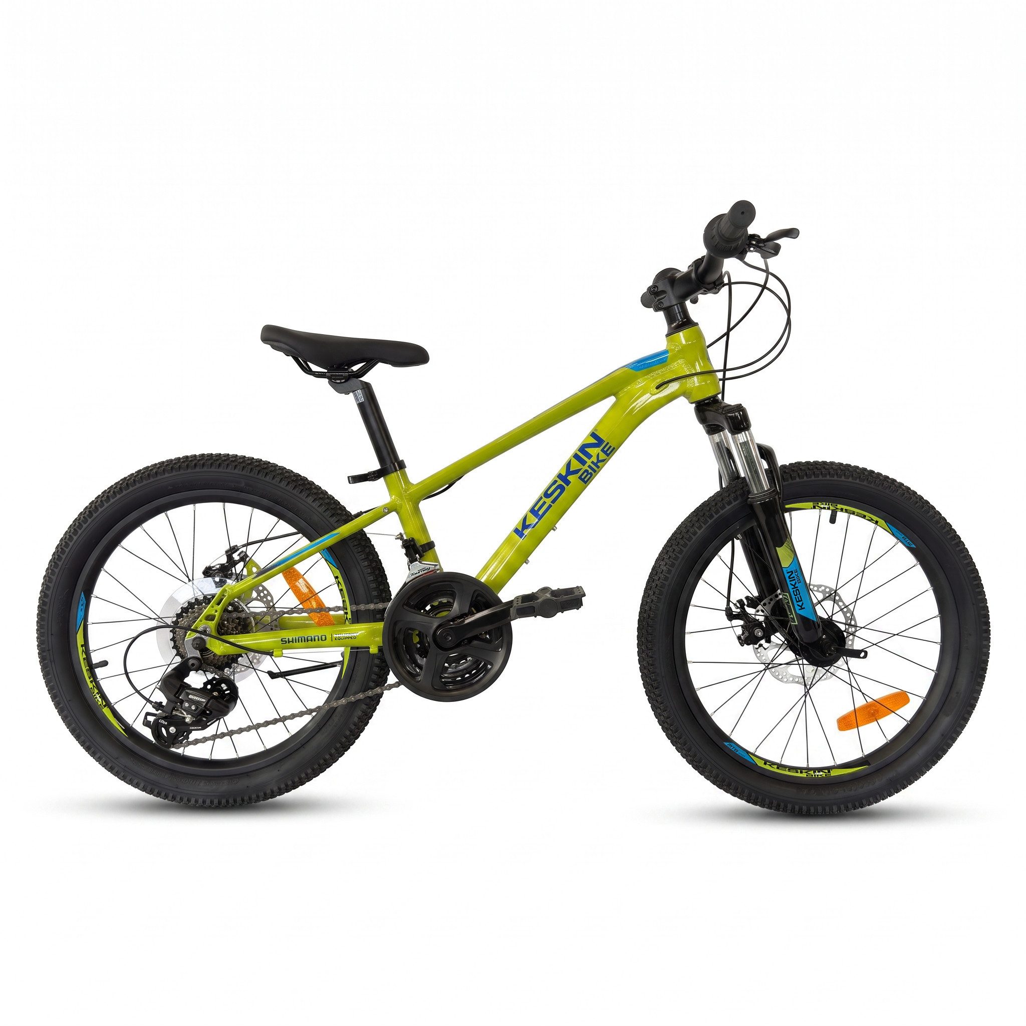 Keskin eBike Kinderfahrrad Keskin MTB1 – 20 Zoll Mountainbike – leichter Aluminium-Rahmen, 21 Gang Shimano RD-TY300D/RV100 Schaltwerk, Kettenschaltung, (Aluminiumrahmen, mechanischen Scheibenbremsen), mit 20"x 2,35" Luftreifen ideal für Gelände und Alltag