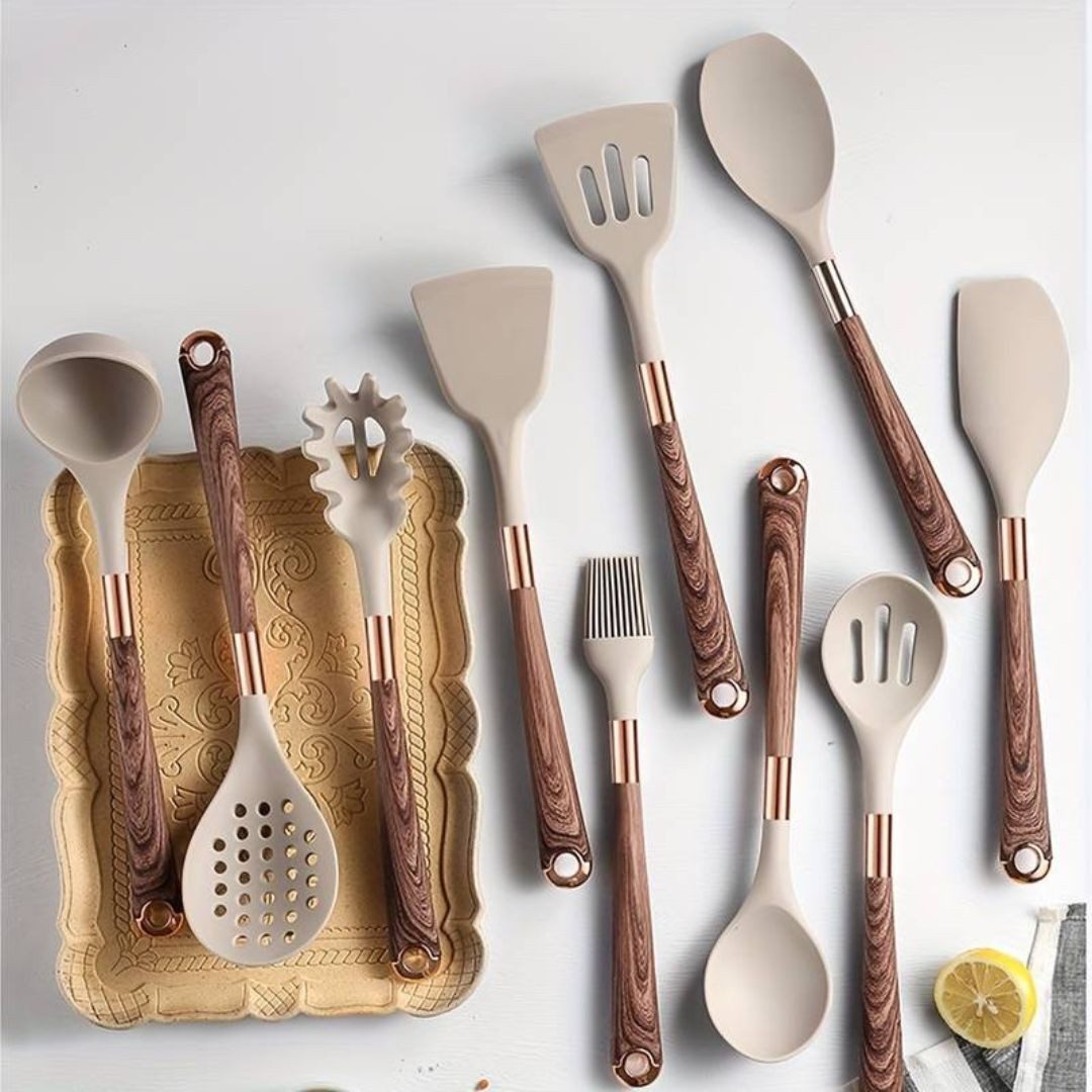 Faizee Möbel Kochbesteck-Set 10-teiliges Silikon-Kochgeschirrset für die moderne Küche