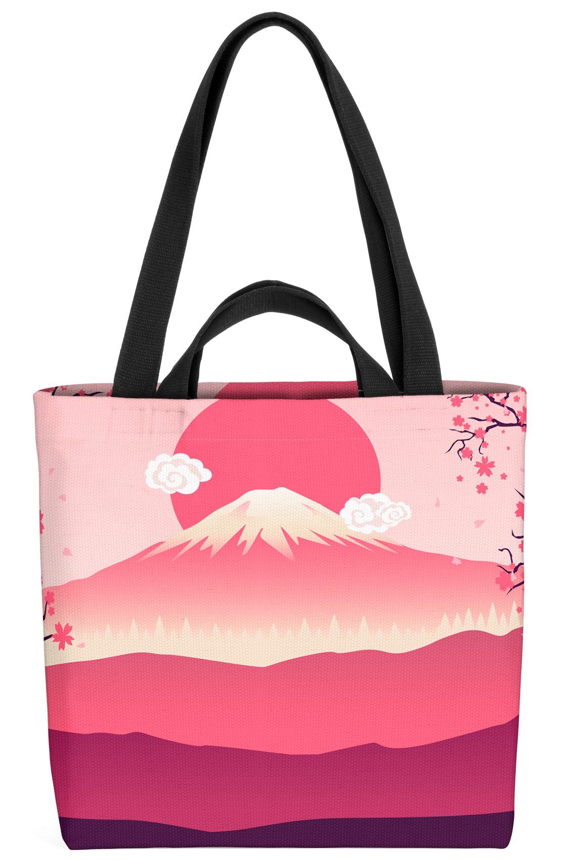 VOID Henkeltasche (1-tlg), Berg Japan Rosa Kirschblüten Landschaft wandern japanisch kust kirsch