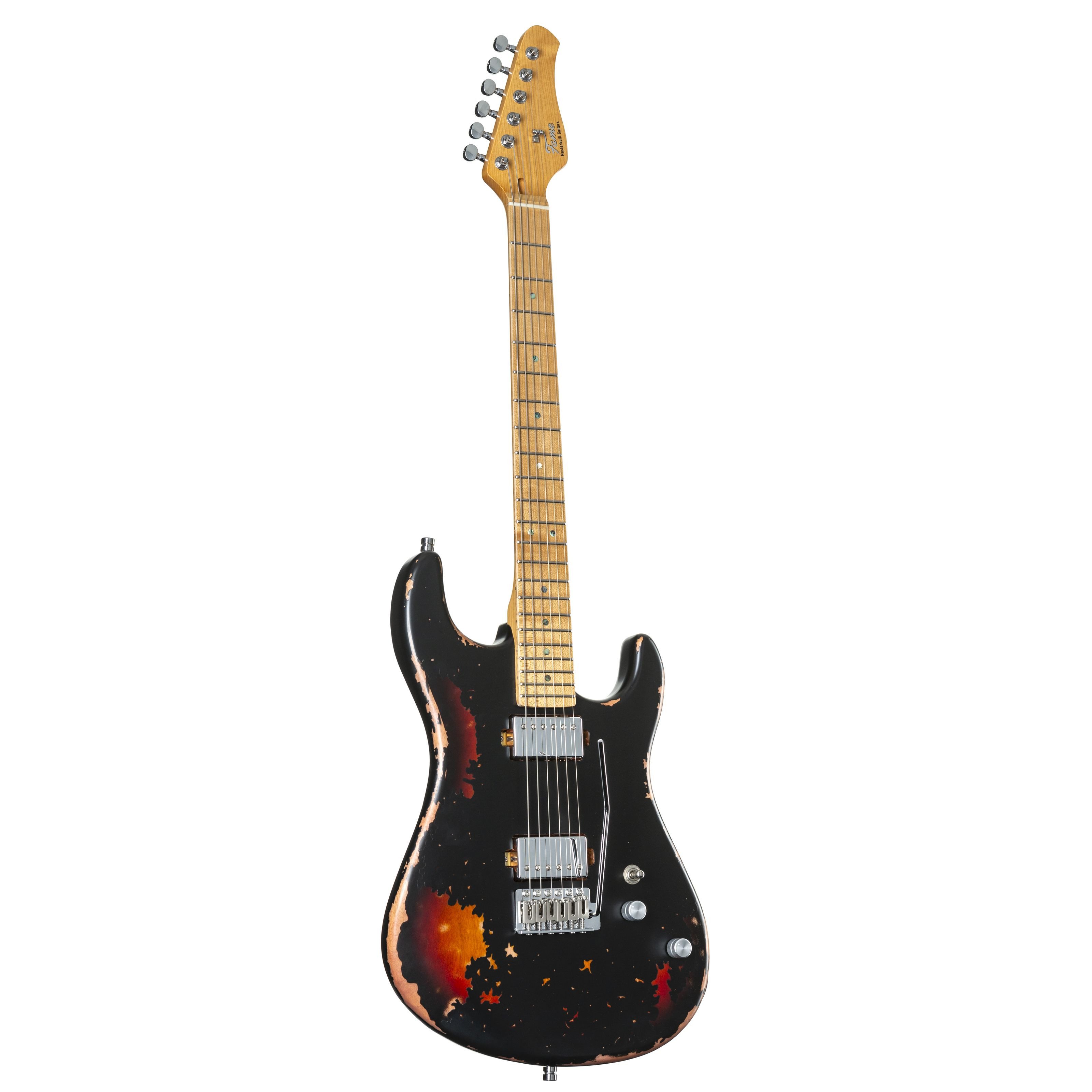 FAME E-Gitarre, Электрогитары, ST-Modelle, Custom ST MN Worn Licorice over Sunburst - E-Gitarre