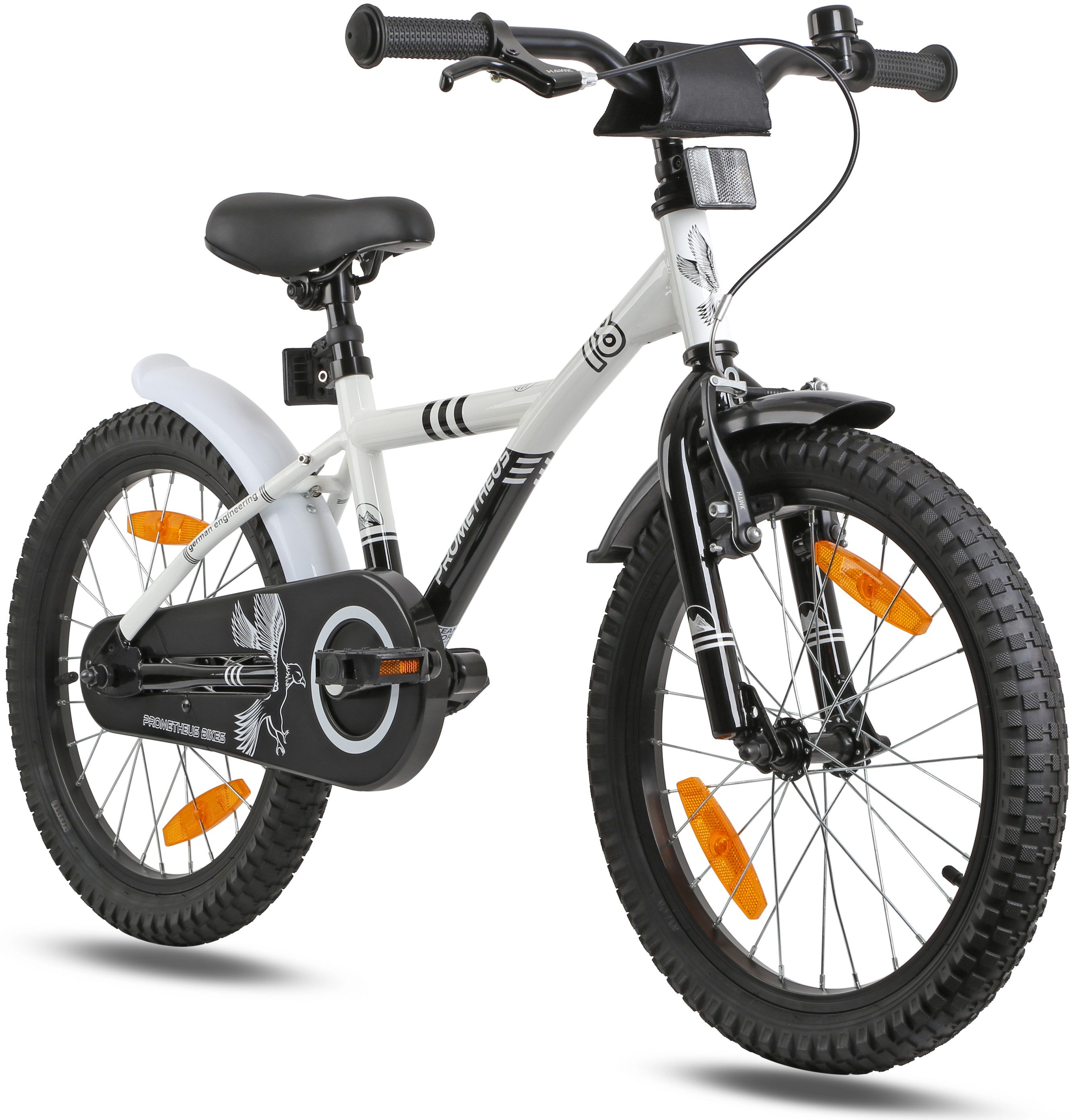 PROMETHEUS BICYCLES Kinderfahrrad HAWK 18 Zoll ab 5 - 6 Jahre, 1 Gang, Junge Mädchen Fahrrad Kinder mit Rücktrittbremse Fahrradständer