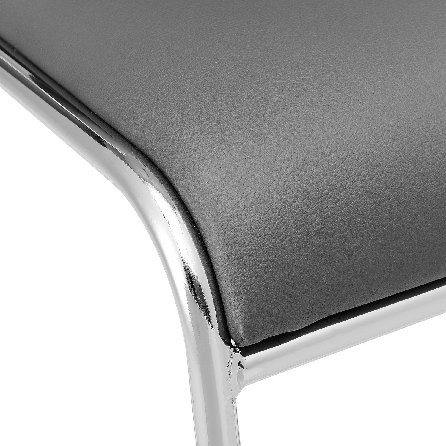 pro.tec Stapelstuhl, »Office« 4er Set stapelbar ergonomisch Kunstlederbezug Grau