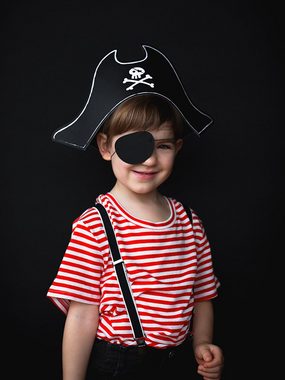 partydeco Papierdekoration, Piratenhut und Augenklappe Papier Kinder 23x18x14cm schwarz weiß