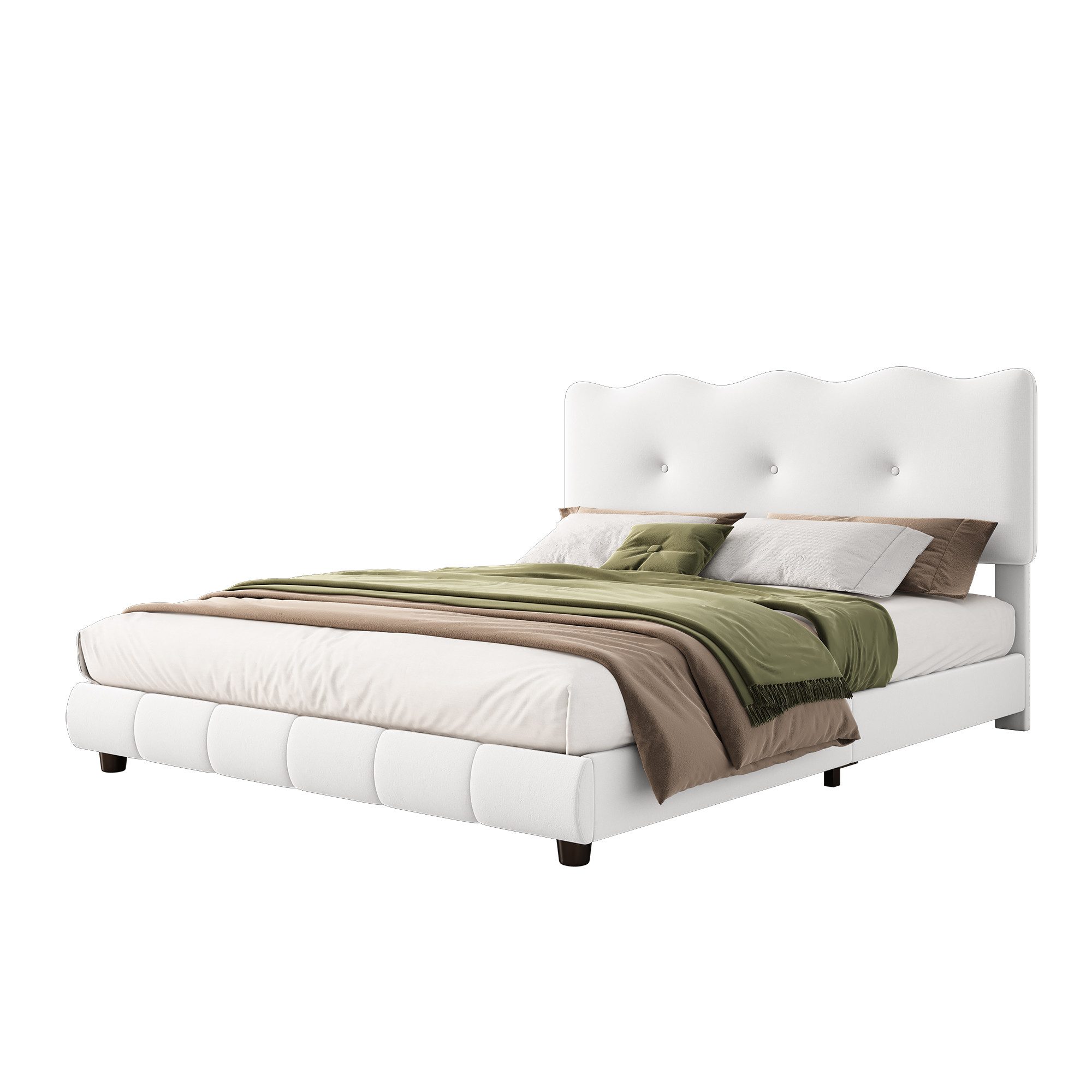 TavilaEcon Polsterbett Jugendbett, Doppelbett, Wolken-Kopfteil-Design, Verstellbares Kopfteil (ohne Matratze), 140x200cm