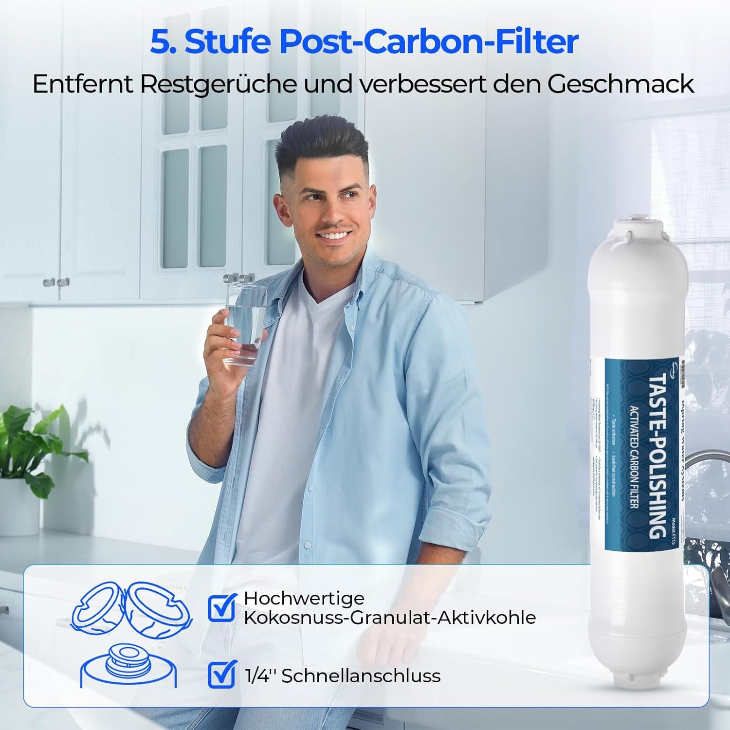 iSpring Ersatzfilter FT15 25 cm für 5. Stufe (Nachkohle) in Umkehrosmoseanlagen – Bild 3 von 5