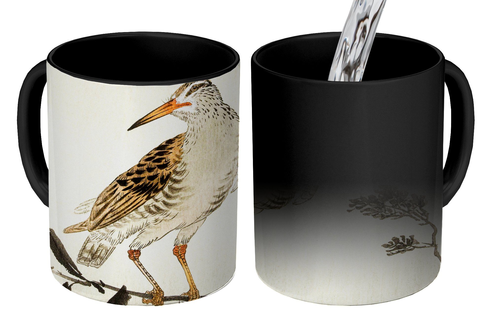 MuchoWow Tasse Kaffeetassen, Vintage, Keramik, Vogel Teetasse, Farbwechsel, Geschenk Skandinavisch Zaubertasse, - 