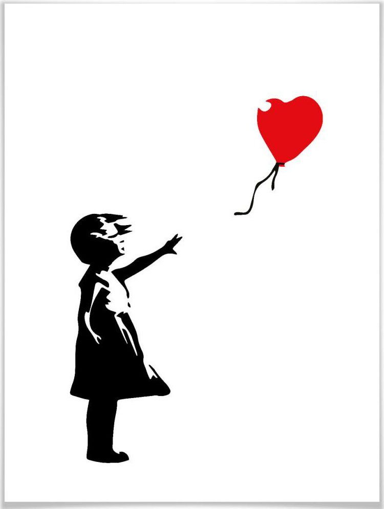 Wall-Art Poster Graffiti Bilder Girl with the red balloon, Menschen (1 St),  Poster ohne Bilderrahmen