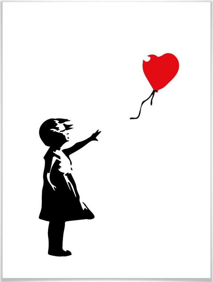 Wall-Art Poster Graffiti Bilder Girl with the red balloon, Menschen (1 St),  Poster, Wandbild, Bild, Wandposter