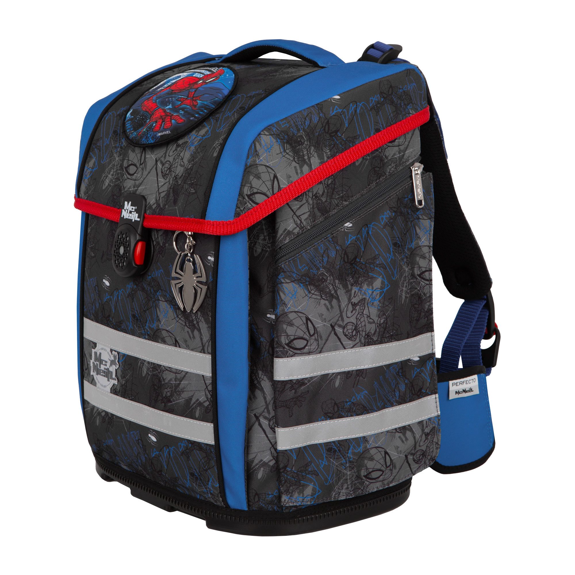 McNeill Schulranzen Perfecto Spider-Man 5tlg. Disney Schulranzen ergonomisch ClickFlex (Spar-Set, Sportbeutel, Magnet & Anhänger, Schlampermappe, Federmappen be – Bild 5 von 5
