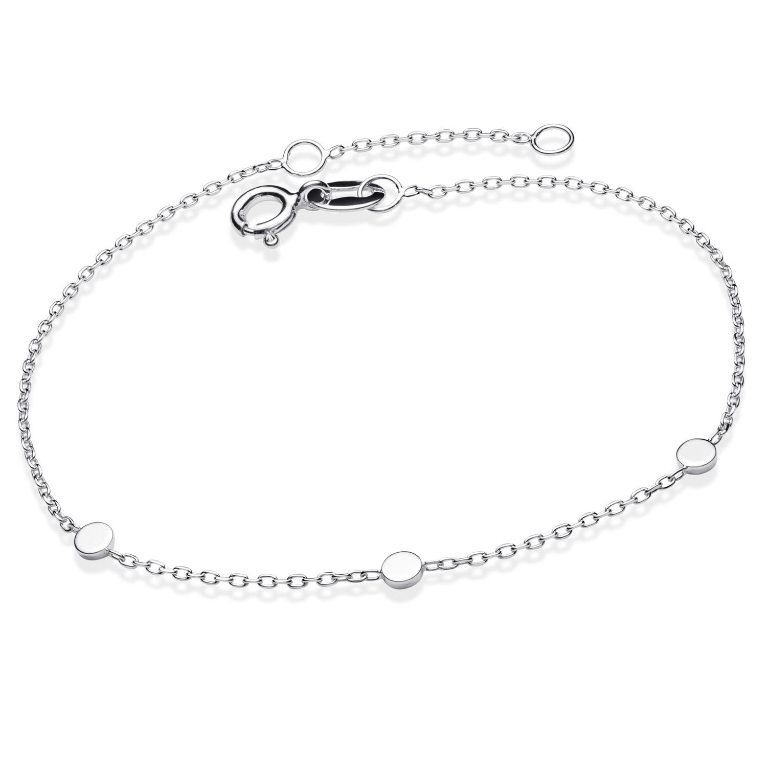 Materia Armkette Damen Silber Plättchen filigran SA-95, 925 Sterling Silber