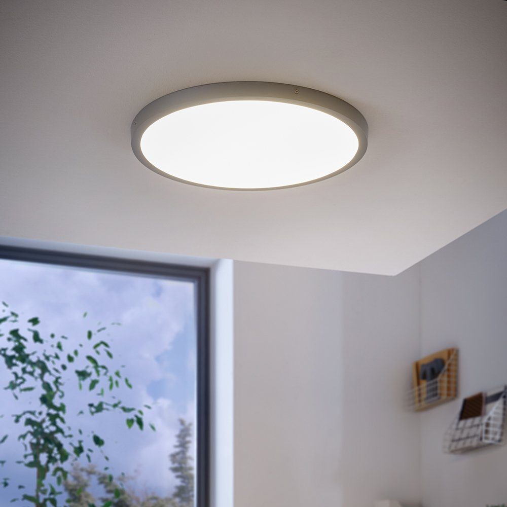 EGLO Aufbauleuchte FUEVA 1, LED fest integriert, Warmweiß, schlankes  Design, nur 3 cm hoch, Durchm. 50 cm, Geringer Energieverbrauch aufgrund LED -Technik