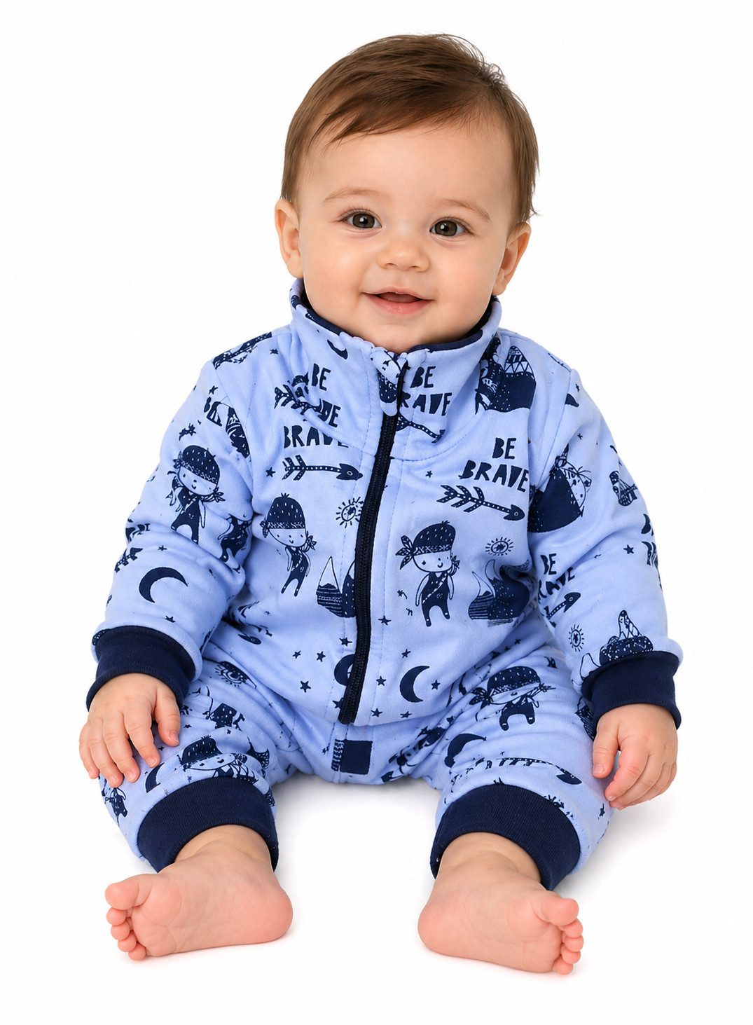 La Bortini Jogginganzug Baby Anzug Jacke und Hose Jogginganzug in Blau, elastisch, 62 68 74 mit Muster