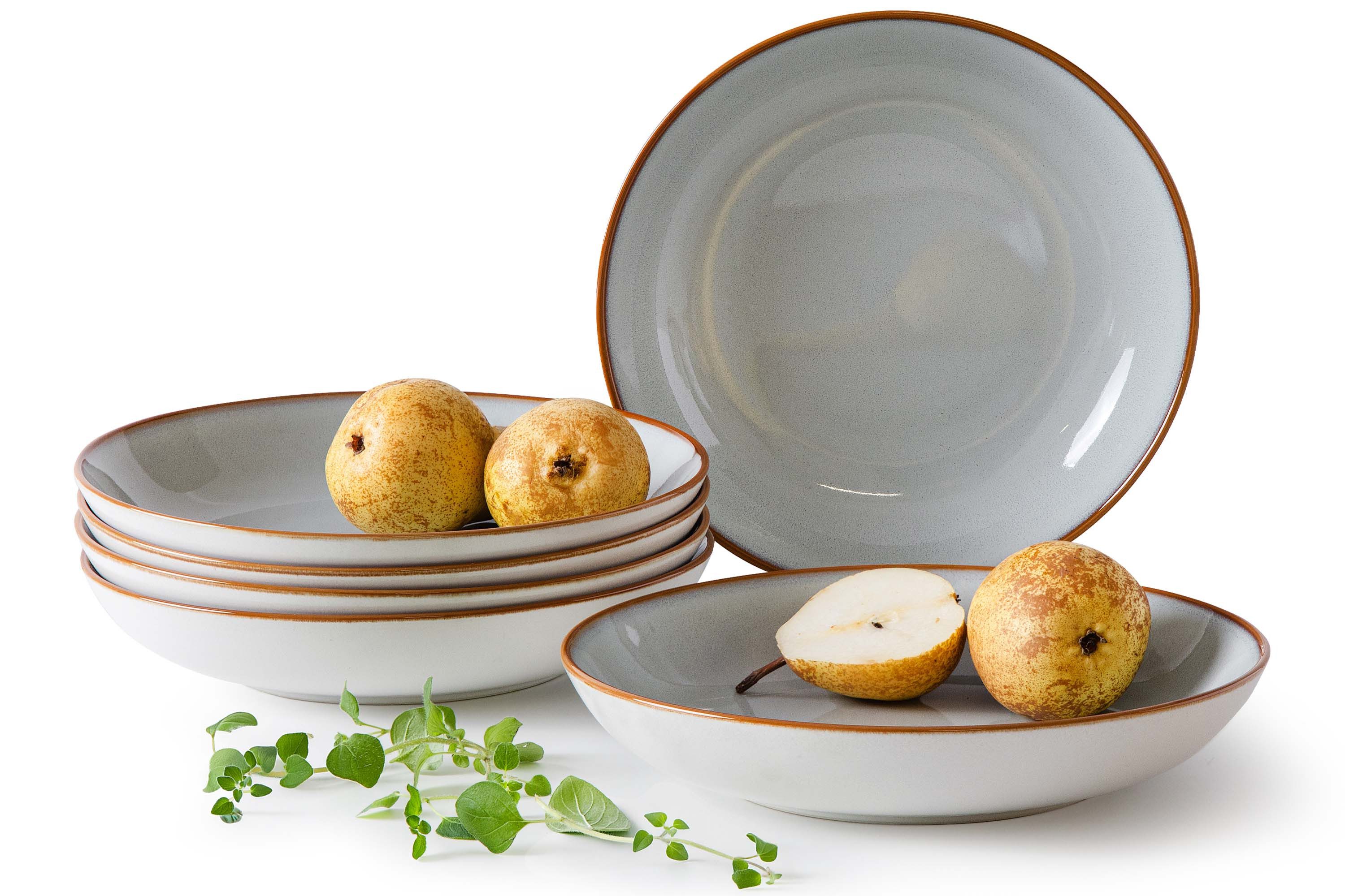 Ritzenhoff & Breker Tafelservice RITZENHOFF & BREKER PORTOFINO Tafelservice, 6x Суповая тарелка, KONSIMO (6-tlg), 6 Personen, Steinzeug, Reaktivglasur, spülmaschinengeeignet, mikrowellengeeignet, Modern