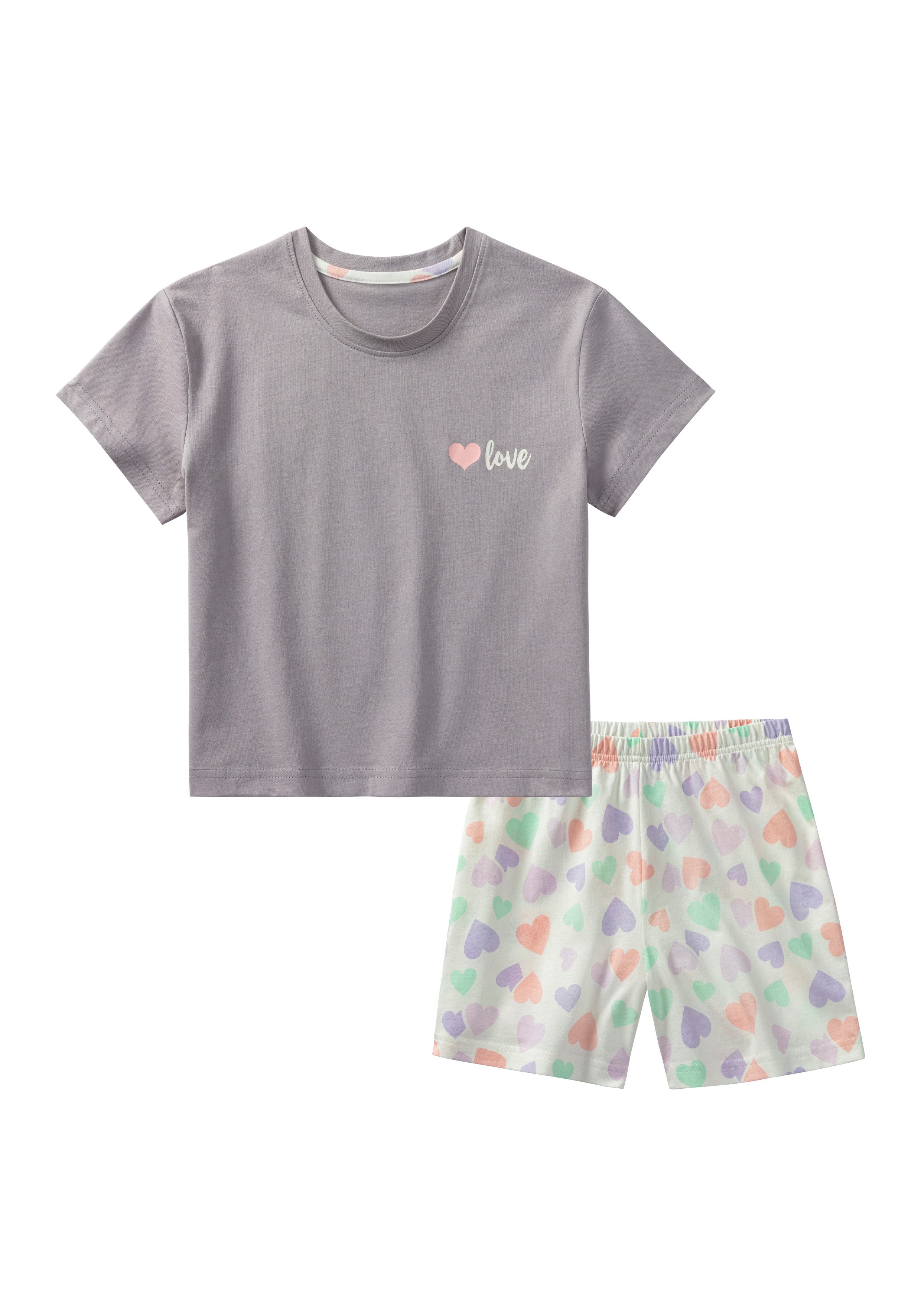 petite fleur Pyjama (2 tlg., 1 Stück) Schlafanzug mit modisch kurzem Shirt