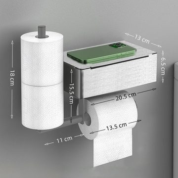 DAKYAM Toilettenpapierhalter mit Feuchttücherbox Selbstklebend, für Bad und Küche mit 2 Ersatzrollenhaltern