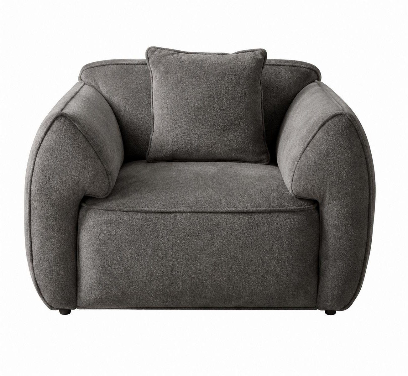 Xlmoebel Relaxsessel Grauer weicher tiefer Sessel mit Armlehnen modern Wohnzimmer (1-St., 1-tlg), Mit Kissen