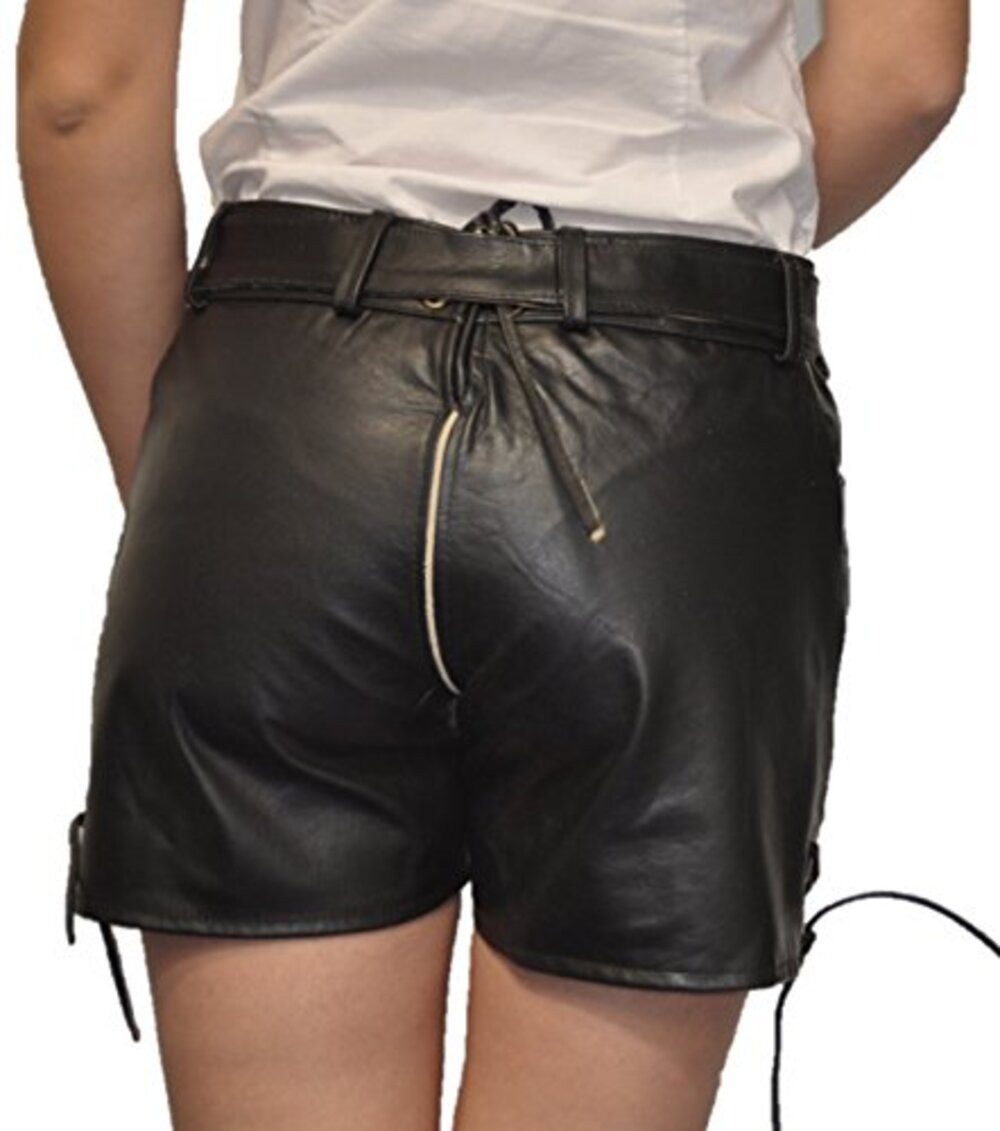 Fuente Leather Wears Trachtenlederhose Kurze Damen Trachtenlederhose Schwarz Glattleder