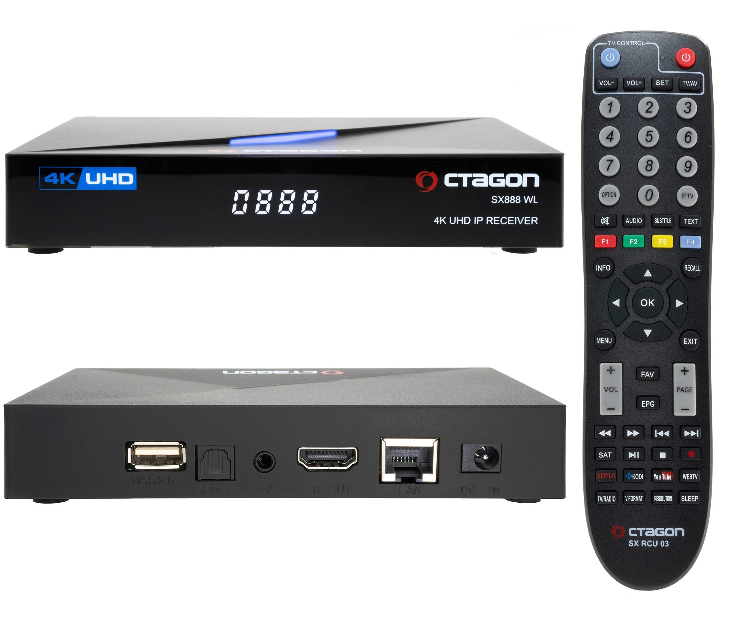 OCTAGON Streaming-Box SX888 WL V2 4K UHD IP 5G Wi-Fi E2 Linux Smart TV Receiver