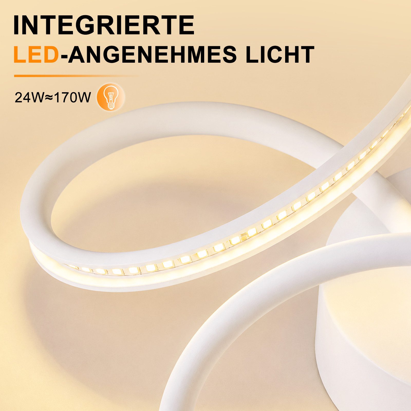 Nettlife LED Deckenleuchte Schwarz/Weiß 24W 3000K Warmweiß moderne Blumendecke Leuchte rundes, für Schlafzimmer Küche Flur energiesparende Deckenlampe aus Metall
