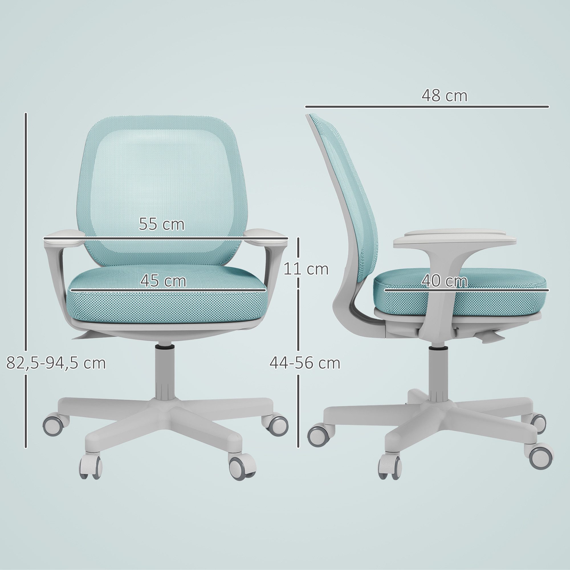 Vinsetto Bürostuhl Schreibtischstuhl mit Drehfunktion, höhenverstellbar Computerstuhl (Ergonomisch Schreibtischstuhl, 1 St), für Home-Office, Polyester, Grün