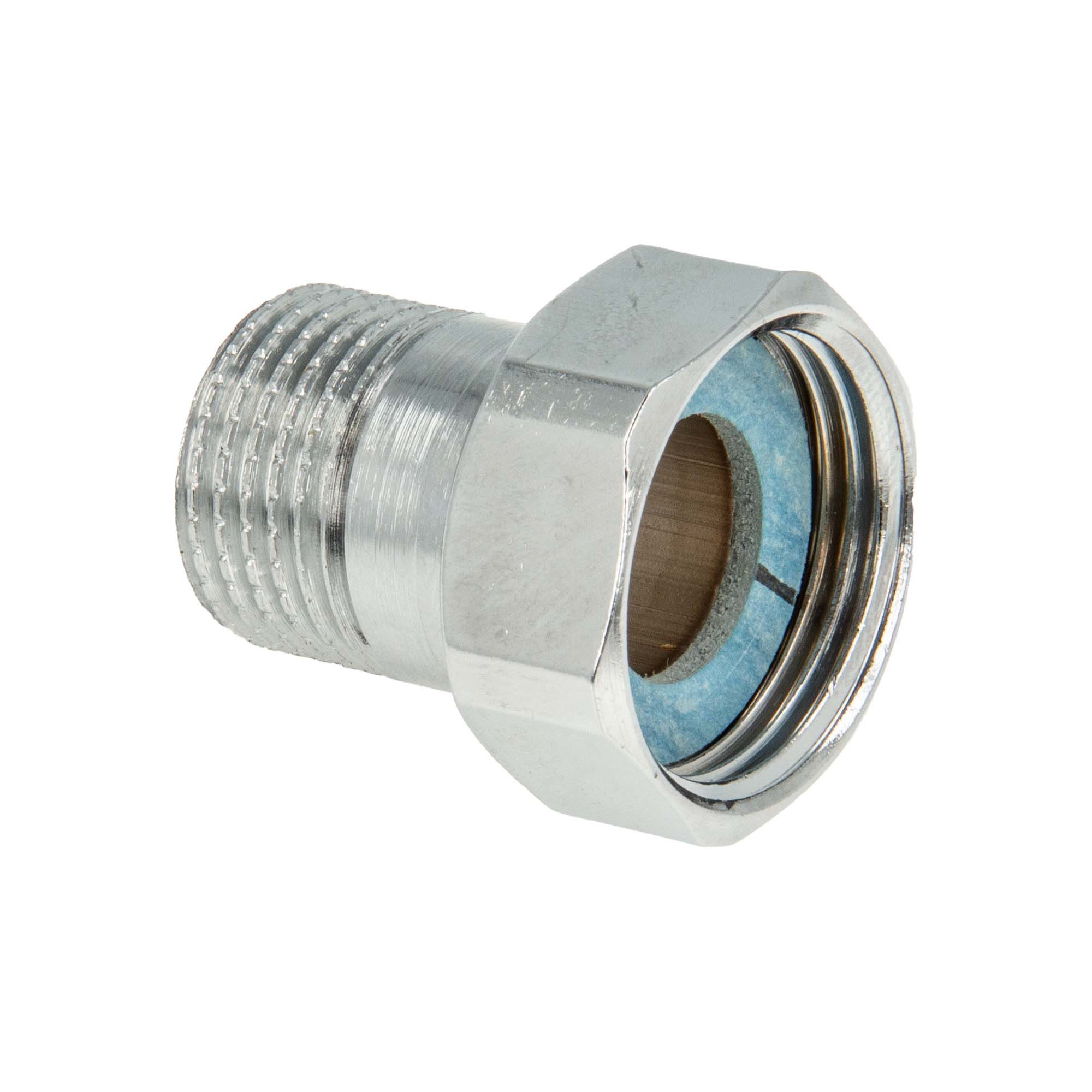 tecuro Gewindefitting Verschraubung mit Überwurfmutter x AG, Messing glanzverchromt, ÜWM 3/4 Zoll x AG 1/2 Zoll