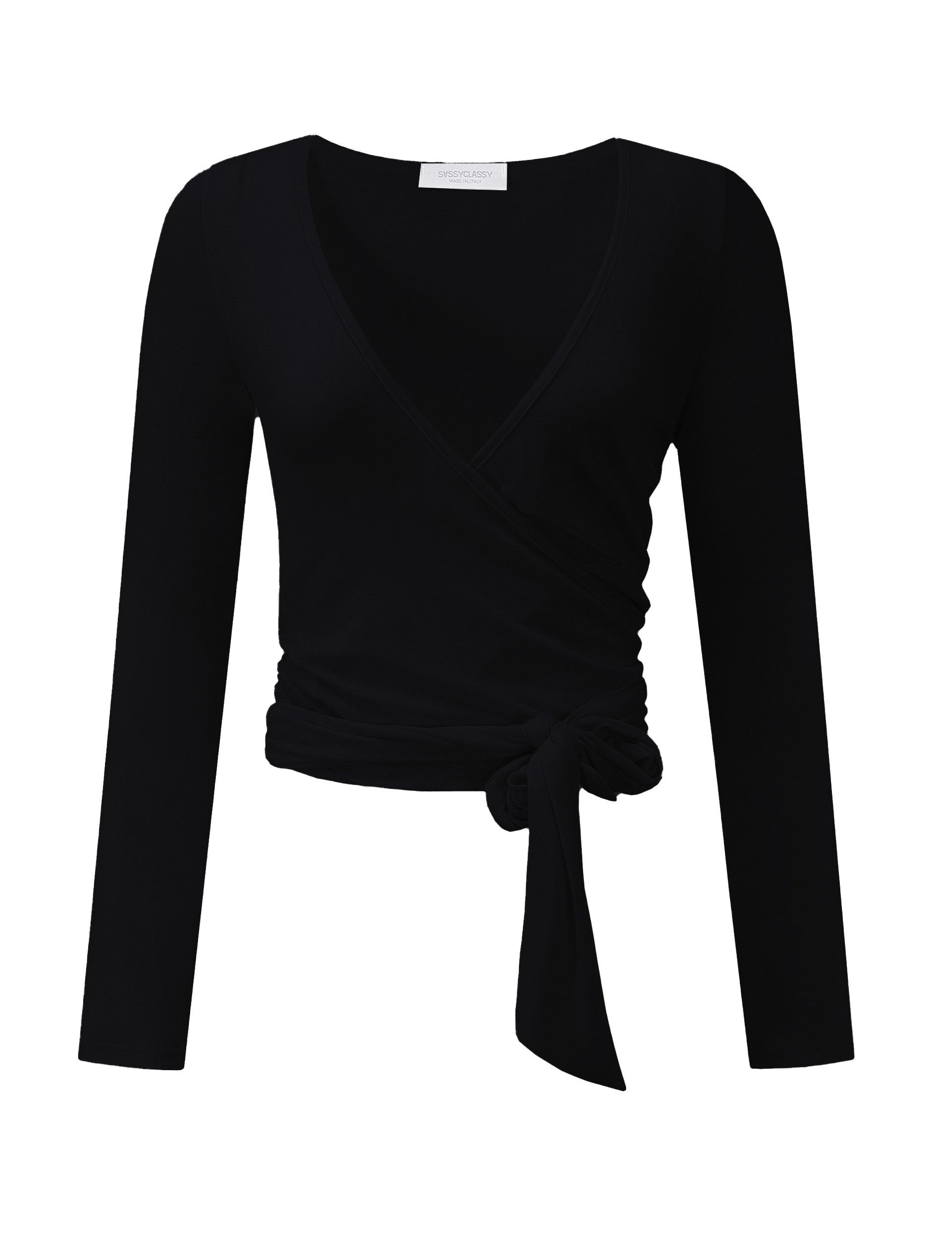 SASSYCLASSY Kurzarmshirt Langarm Shirt zum Wickeln für Damen Elastisches Wi günstig online kaufen