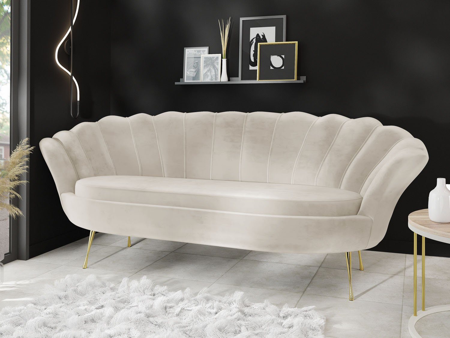 WFL GROUP Sofa Muschel, Samt 3-Sitzer günstig online kaufen