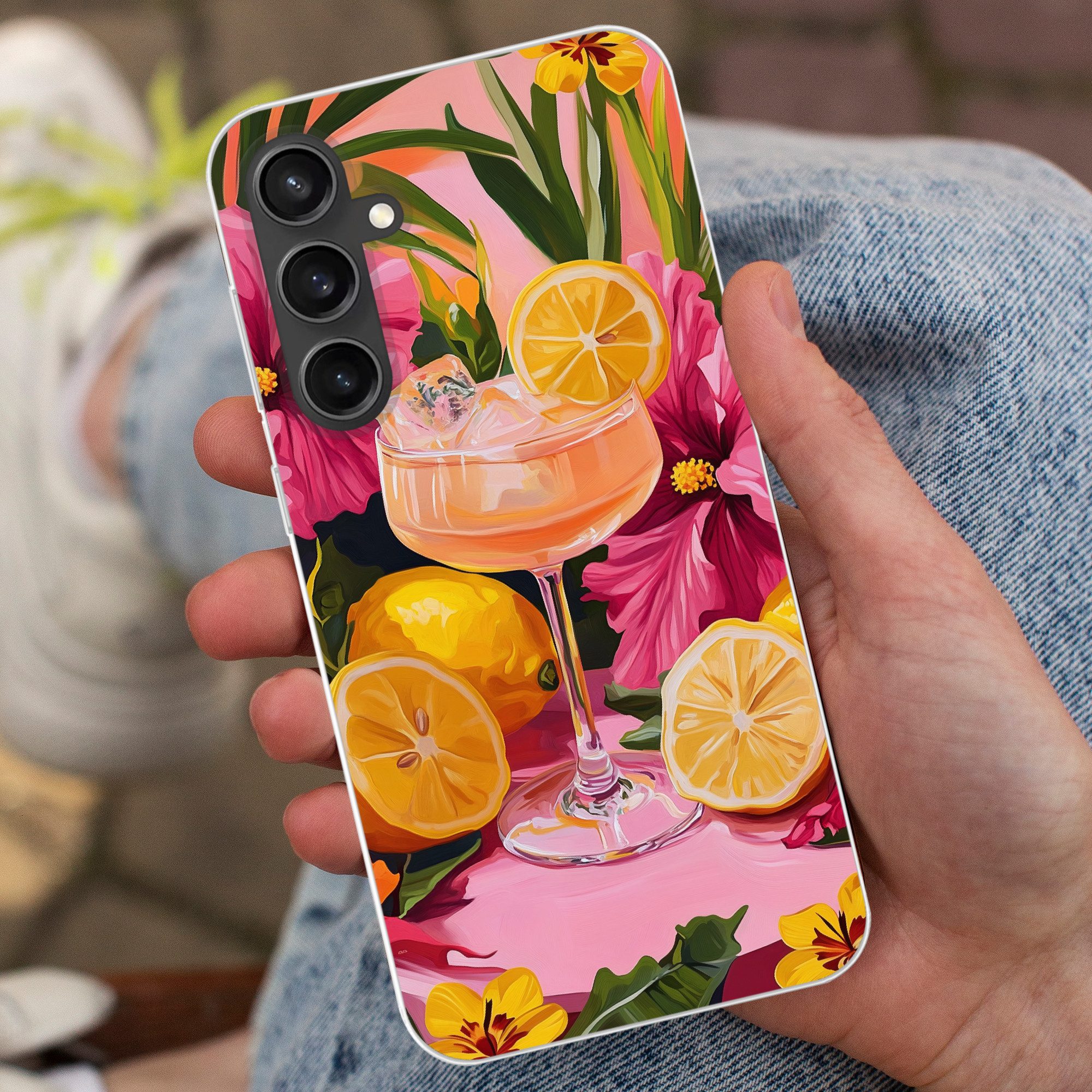 MuchoWow Handyhülle für Samsung Galaxy S23 FE Getränk - Blumen - Gelb